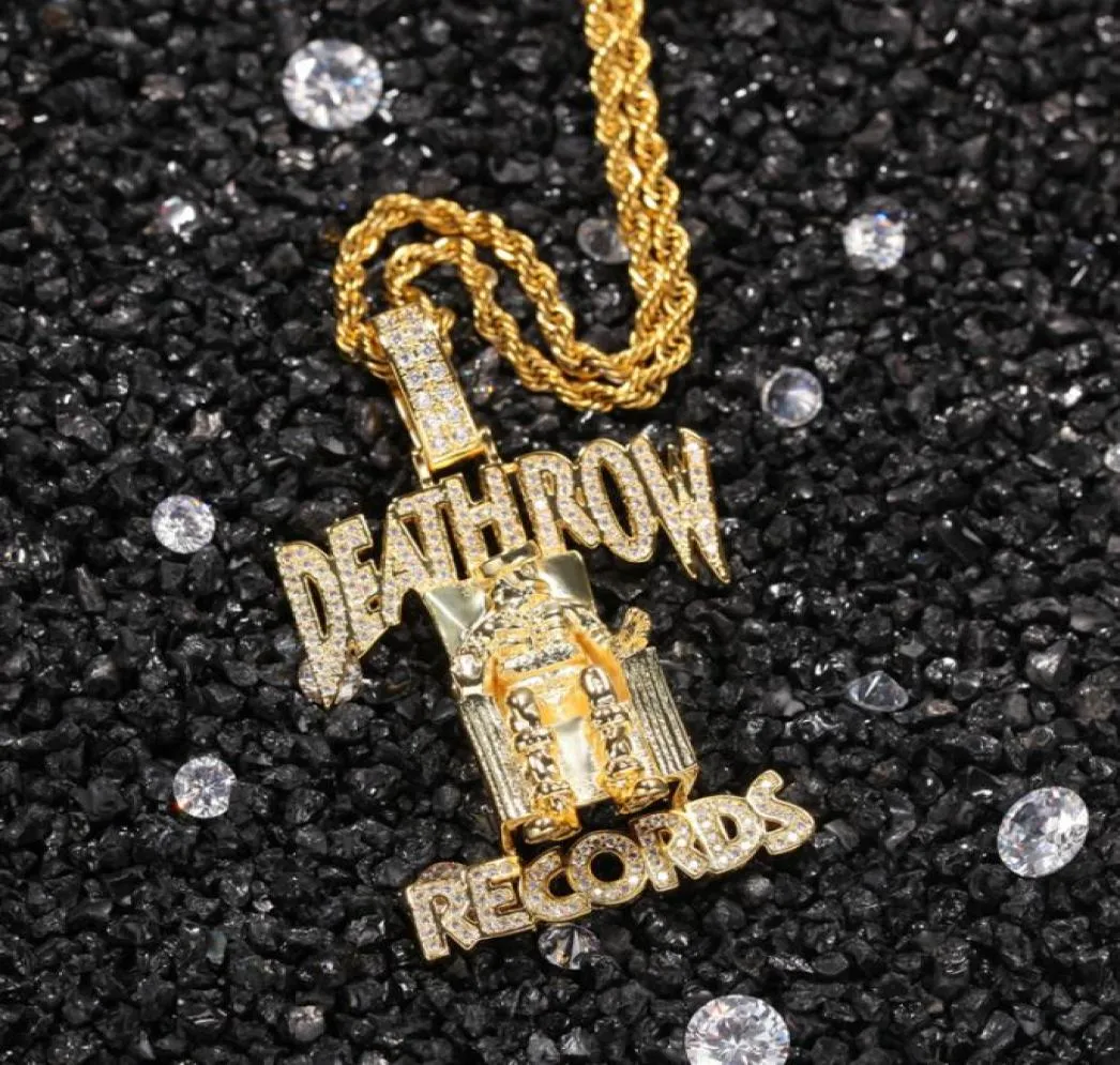 Nieuwe Mode Hip Hop CZ Micro Pave DEATHROW Hanger Ketting Rvs Ketting Kettingen Rapper Stijl Jewelry9247122