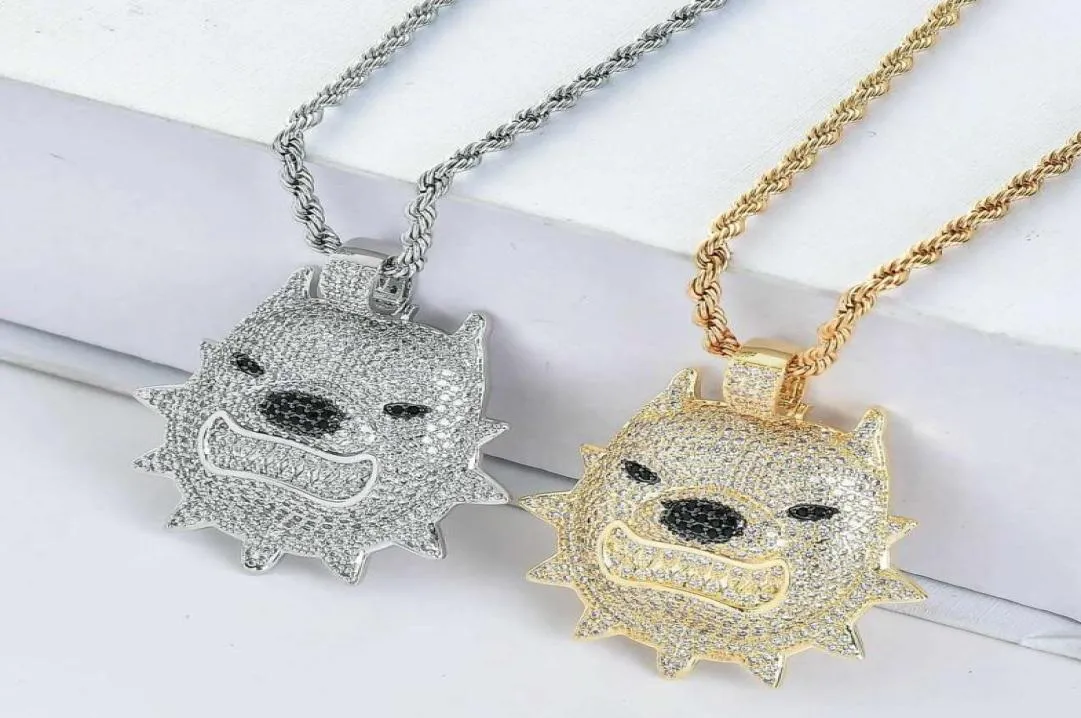 FashionAmerican bully pitbull pendant necklaces for men women luxury diamonds dog pendants 18k gold plated copper zircon pet jewe6508615