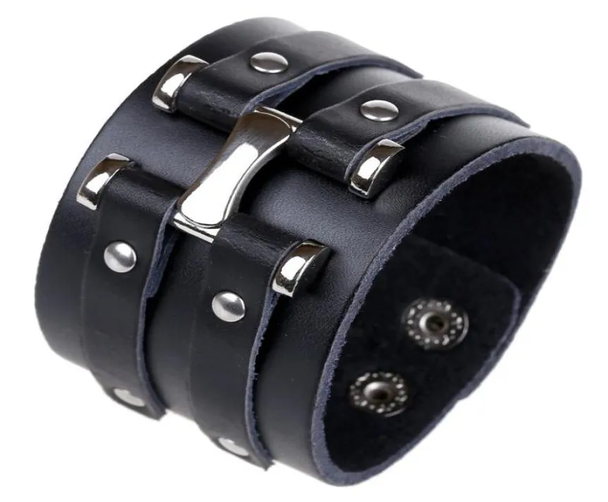 Trendy Punk Rock Armbanden Mannelijke Vrouwelijke Persoonlijkheid Hip Hop Stijl Accessoires PLB011 Zwart Leer Geweven Polsband Sieraden8495905