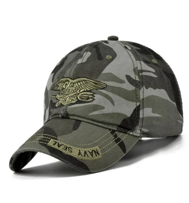 Nya män Navy Seal Hat Top Quality Army Green Snapback Caps Hunting Fishing Hat Outdoor Camo Baseball Caps Justerbara golfhattar1159163