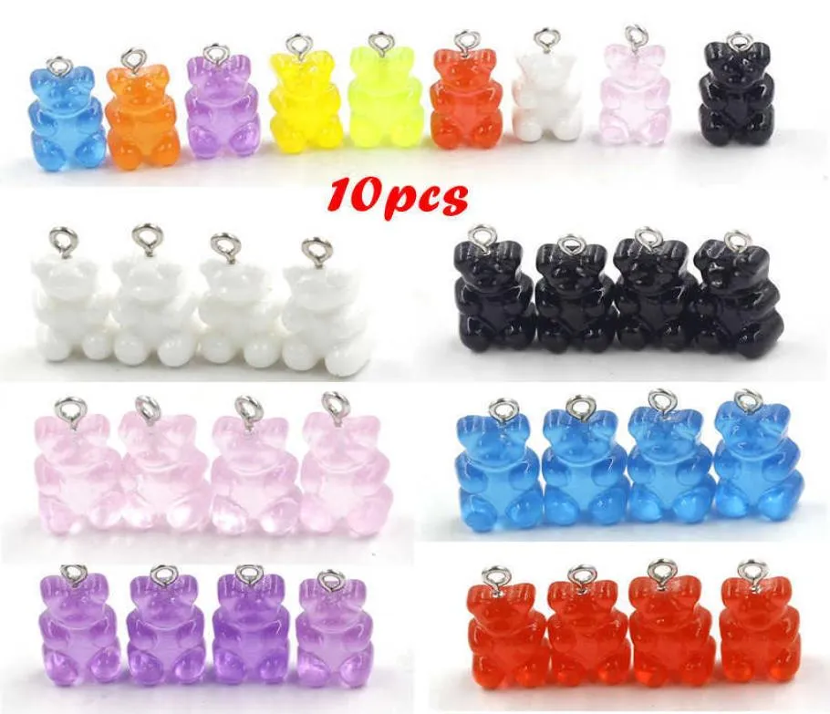 10 Stück Candy Bear Cute Resin Charms DIY Patch Erkenntnisse Gummy Ohrringe Schlüsselanhänger Halskette Anhänger Schmuck Dekor Zubehör3932556