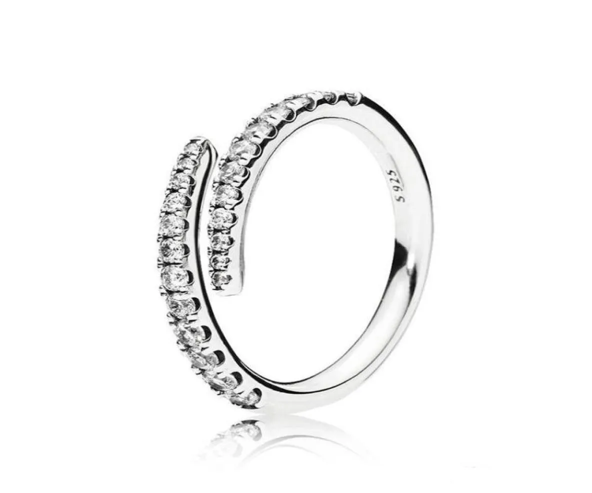 Clear CZ Diamond Shooting Star Ring Set Original Box för 925 Sterling Silver Women Girls Wedding Meteor Open Rings9290381