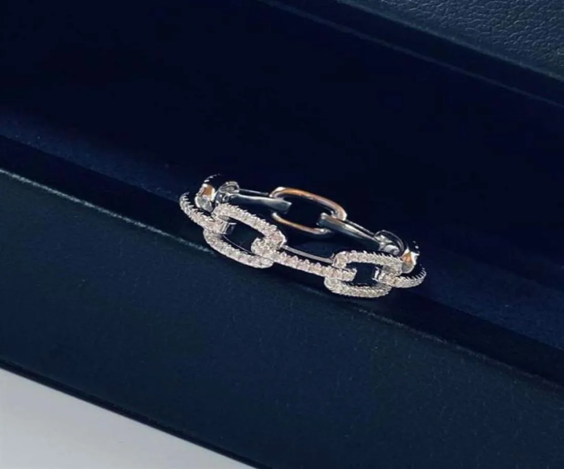 Anello di collegamento a catena in argento sterling 925 con diamanti CZ Anelli per dita da sposa Hop Hip Regalo di gioielli di moda per le donne235S2303019