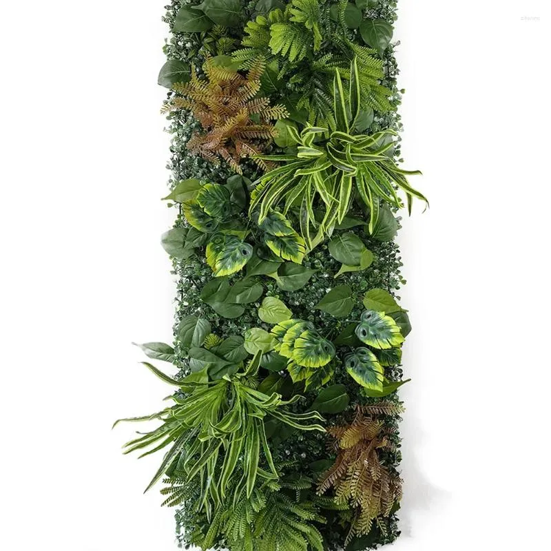 Fleurs décoratives 3D mur de plantes artificielles fausses feuilles à feuilles persistantes simulé fond décoration de fête de mariage panneau vert pelouse maison