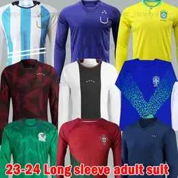 23 24 Argentinas Long sleeve Soccer Jerseys Brazils 2023 2024 brasil Mexico Germanys Portogallo Men Uniforms Portuguese French MBAPPE adult kits socks full sets