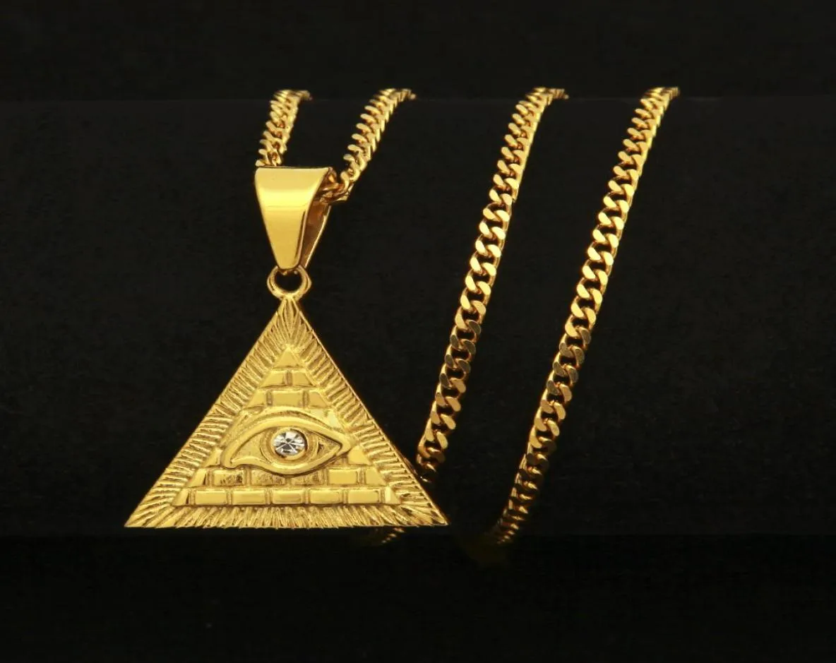 Catene hip hop Anniyo Piramide egiziana Collane per le donne Colore oro Egiziani Occhio di Horus Gioielli Egitto Amuleto dell'occhio Geroglifico9978970