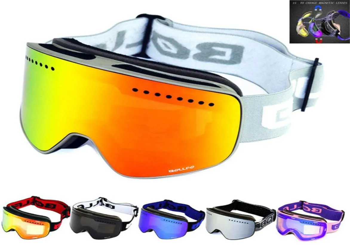 with magnetic double layer polarized lens skiing anti fog uv400 snowboard goggles men women ski glasses eyewear case291p7356684