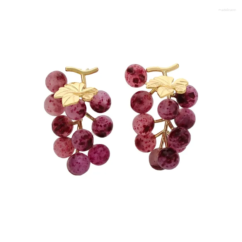 Boucles d'oreilles en argent 2023 de haute qualité, aiguille en cristal de raisin violet pour femmes et filles, bijoux en forme de Fruits à la mode, 925