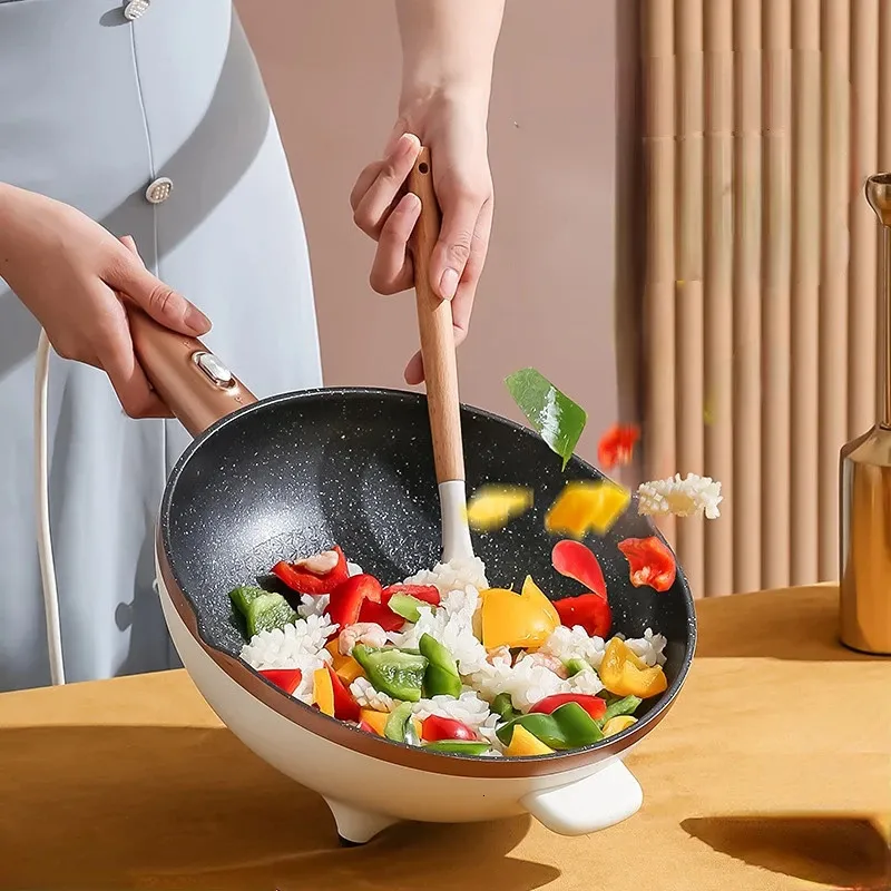 Pannor Wok Cookware Smart Electric Freying Pan Multifunktionell Stirfry Cooking Fonue Kitchenware Hushållsartiklar 231213