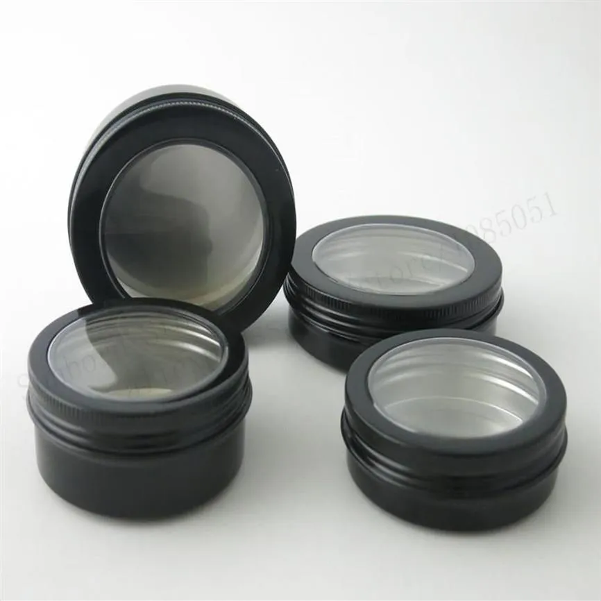 New design 12pcs lot 60g 80G 100g 150G Empty Aluminium Jar Makeup Cases Sample Jars Container black metal tin for cosmetic2131