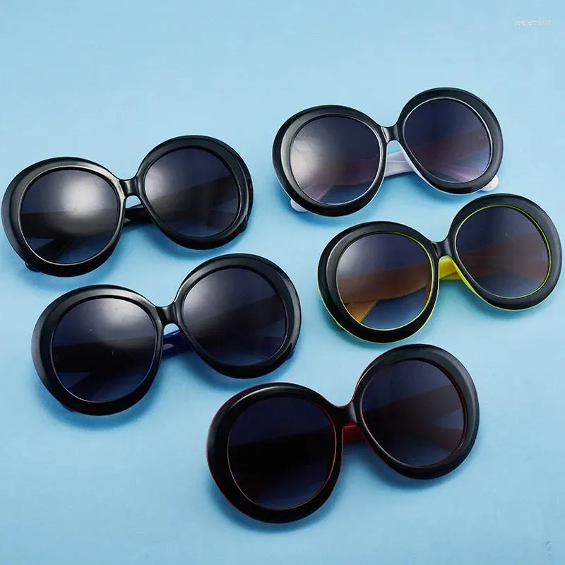 Güneş gözlüğü büyük çerçeve dairesel şekil kadın marka tasarımcısı moda güneş gözlükleri erkeklerin açık hip-hop gözlük UV400