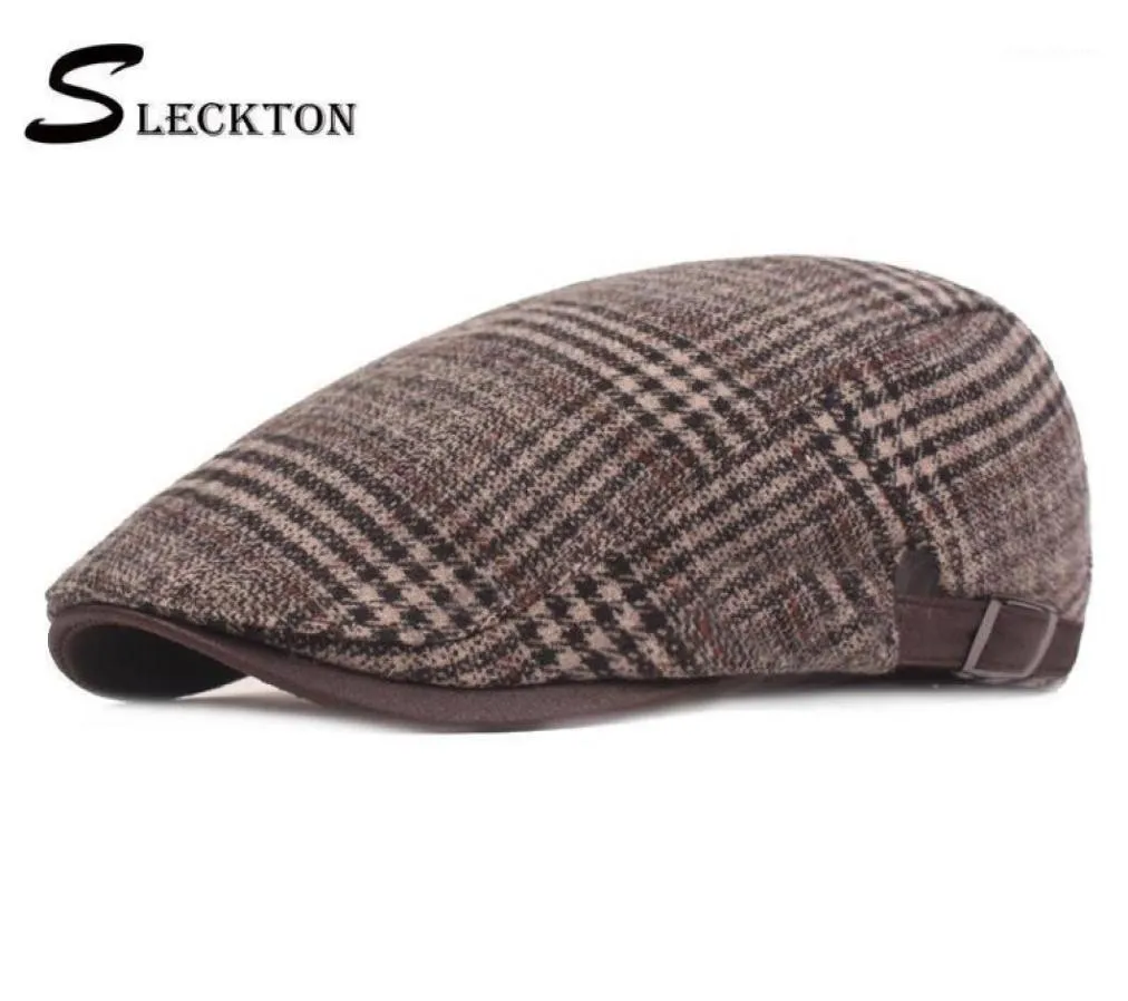 SLECKTON Men039s Retro Plaid Berets Hut für Männer Mode Tweed Newsboy Caps Unisex Casual Frankreich Flache Kappe Peaky Blinders Gorras12303792