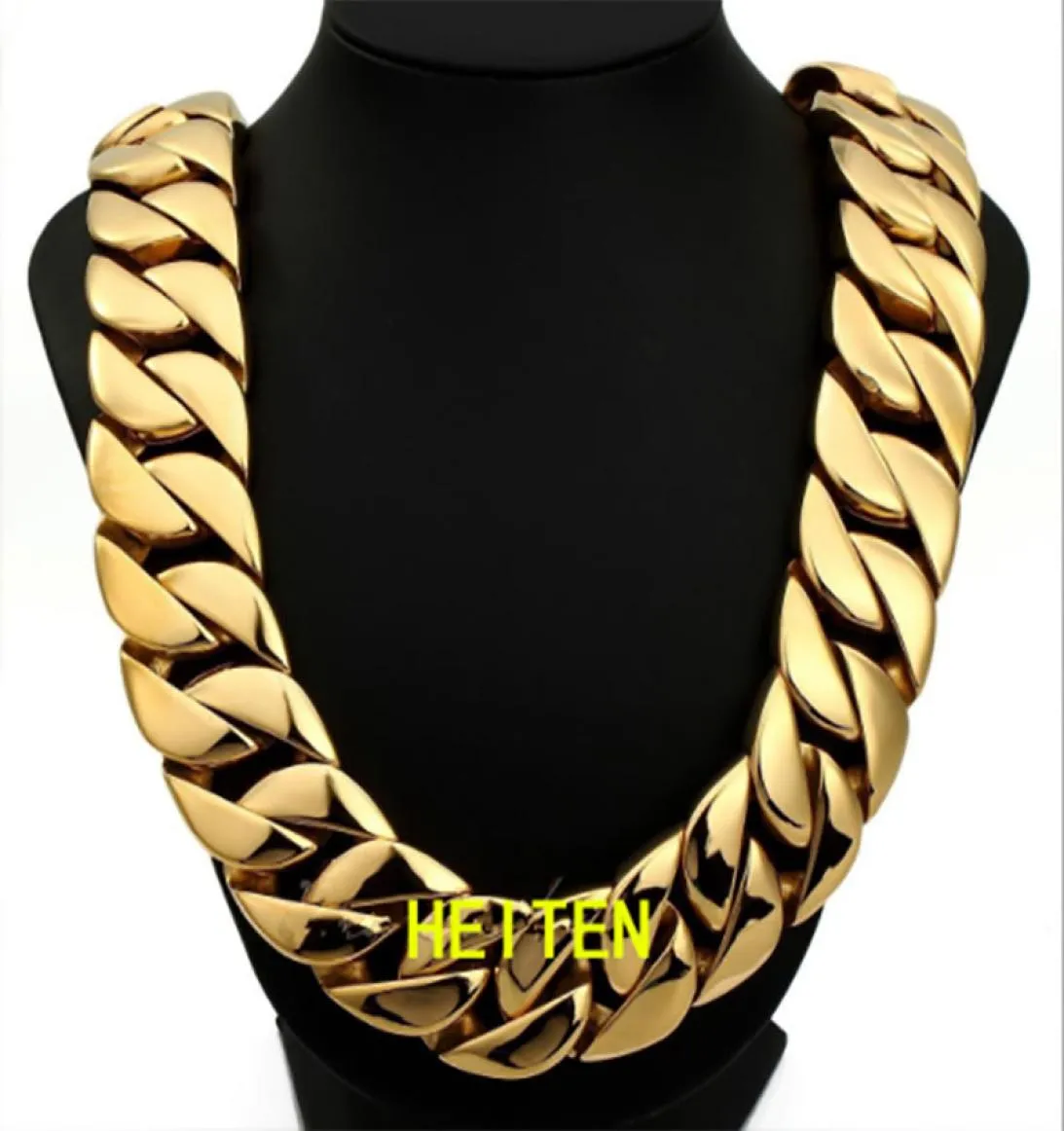 Luxury Mens 316L Stainless Steel HEITEN 32mm 23mm Width16quot28quot Hip hop Heavy Cuban Gold Chain Fashion Heiten Jewelry 288447146