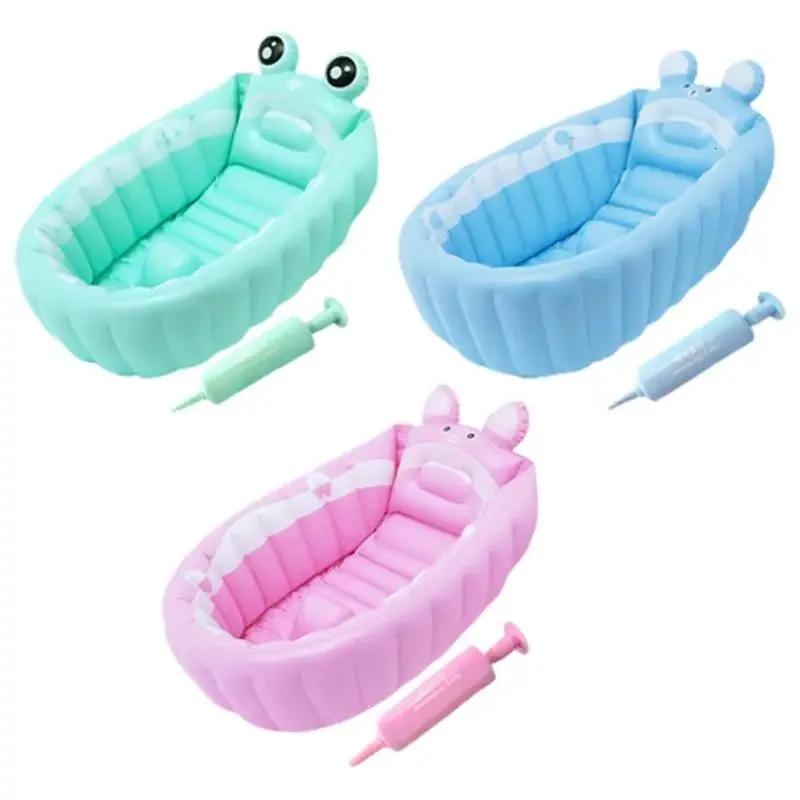 Baignoires Sièges Baignoire gonflable pour enfant Baignoire de voyage antidérapante Pliable pour enfant Bassin de douche pliable épais Portable Baignoire pour tout-petits Pompe à air 231212