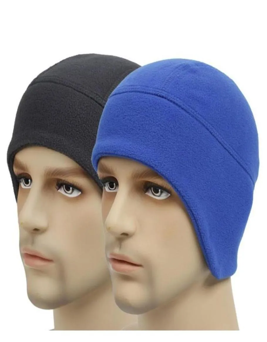 Chapeaux chauds d'oreillettes en polaire polaire pour hommes femmes hiver neige ski casquette de cyclisme Slouchy bonnets de sport en plein air couleur unie wmtiNx Luckyh3963673