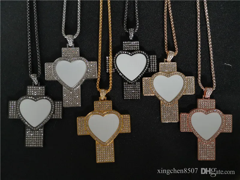sublimering tomt kors hjärtfoto halsband hängar varma överföring tryck smycken förbrukningsvaror fabrikspris