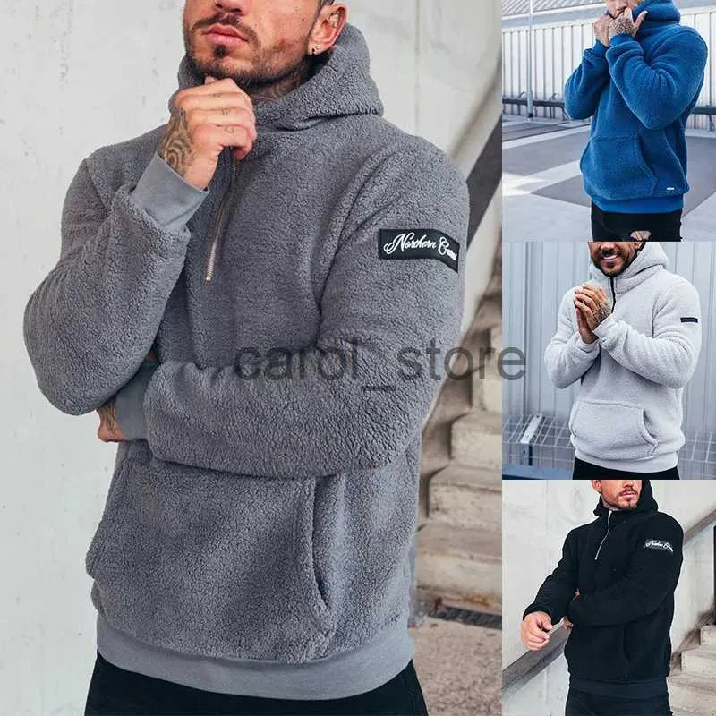 Herren Hoodies Sweatshirts Winter Fuzzy Fleece Warme Hoodies Sweatshirts Männer Casual Plüsch Lange Ärmel Kapuze Zotteliger Pullover mit Tasche Draussen Outwear J231213