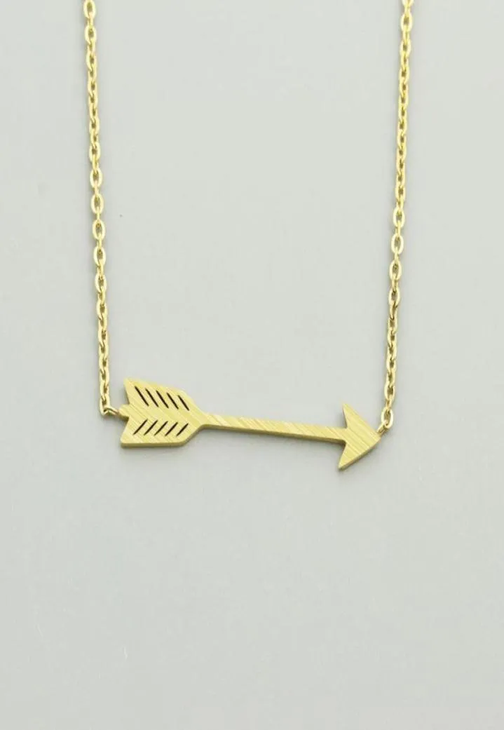 Minimalistische One Direction Arrow hang ketting vrouwen mannen sieraden roestvrijstalen gouden ketting veer collier bijoux femme891384444