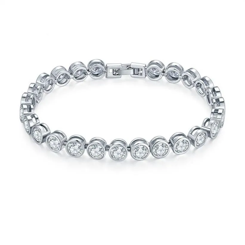 Fashion Brands Designer Round Cut CZ Stone Bracelet for Women Classical Tennis Bracelet & Bangle Jewelery Gift229Z
