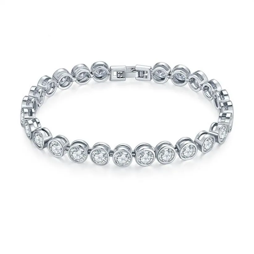 Modemärken Designer Round Cz Stone Armband för kvinnor Klassisk tennisarmband Bangle Jewets Gift229Z