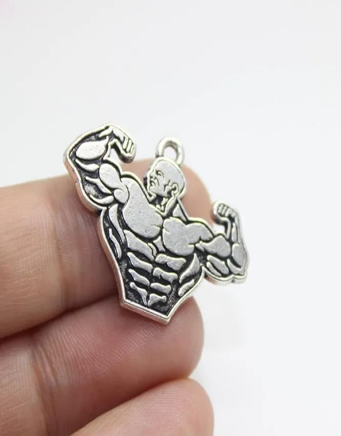 15pcslot Peso Lifting Charme Funny Forte Muscle Men Men Pingents Rainfting Pingents for DIY Jóias Fazendo PJ27313097437