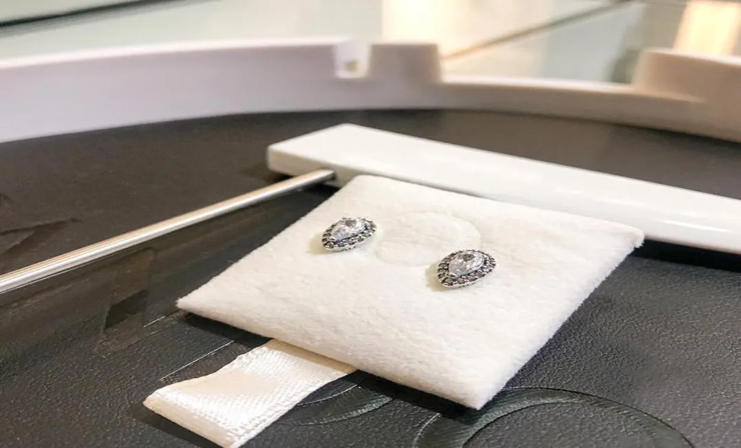 Pendiente del perno prisionero del diamante de la CZ de la gota de la lágrima de la manera entera para la caja de regalo de boda de las mujeres de la plata esterlina P 925 pendientes 8614591