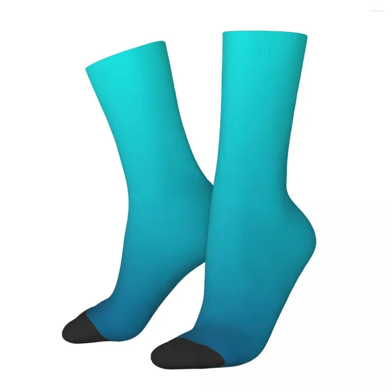 Chaussettes pour hommes drôle fou chaussette pour hommes été plage chic abstrait sarcelle bleu turquoise hip hop vintage dégradé motif coloré