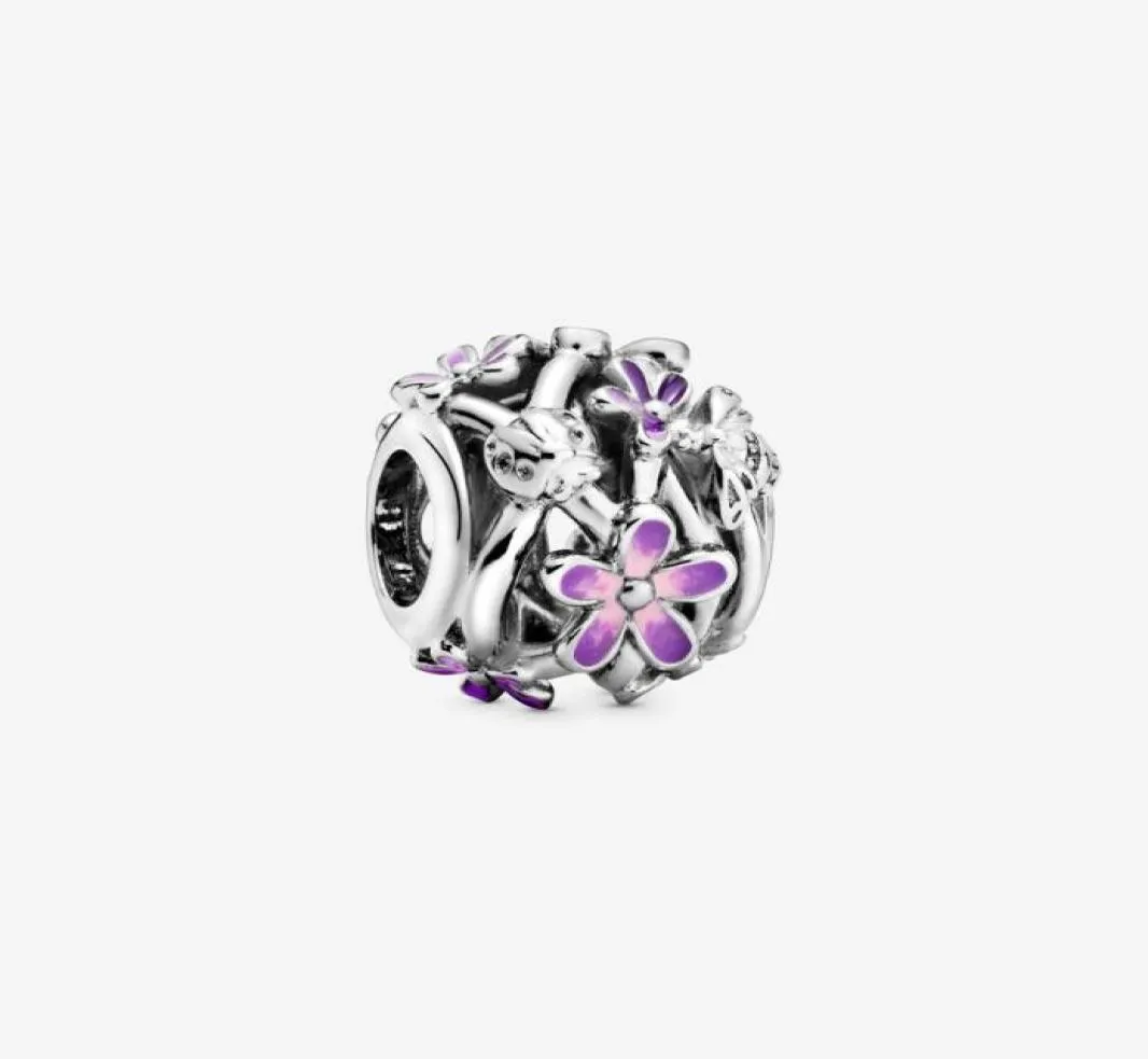 Nouveauté 100 925 argent Sterling ajouré violet marguerite breloque ajustement Original européen bracelet à breloques bijoux de mode accessoires3215475