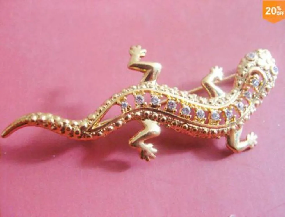 2021 New Jewlery Brosches Gecko 18K Real Gold Jewlery Brosch med diamanter legering Material9675658