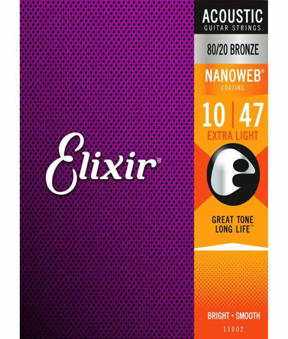 1 مجموعة Elixir Nanoweb 11002 8020 سلاسل الجيتار الصوتية المضادة للبرونز 10473468223