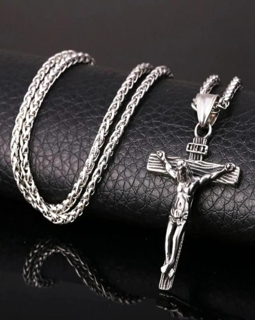 Pendentif colliers mode et doux pendentif croix avec chaîne collier bijoux cadeaux pour hommes religieux Jesus7297933