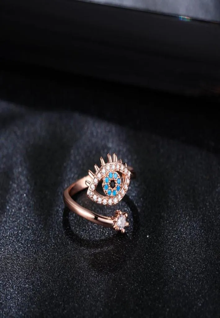 2021 Lucky Turkish Blue Evil Eye Ring Open Justerbara fingerbröllopsringar för kvinnor Trendiga smycken Whole3735549