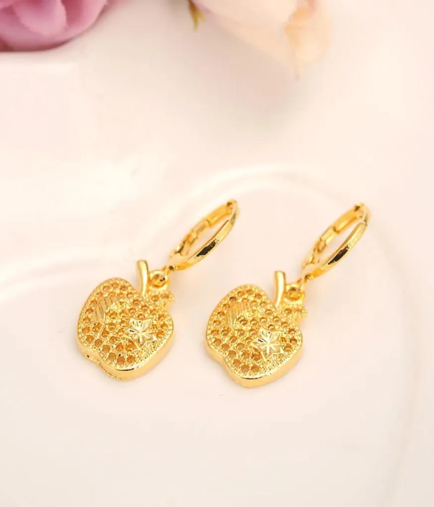 Kolczyki gwiazdy jabłek dla womengirls 24 K Fine Yellow Gold Earing Biżuteria Prezenty AfricanindonesianiaCongo1679078