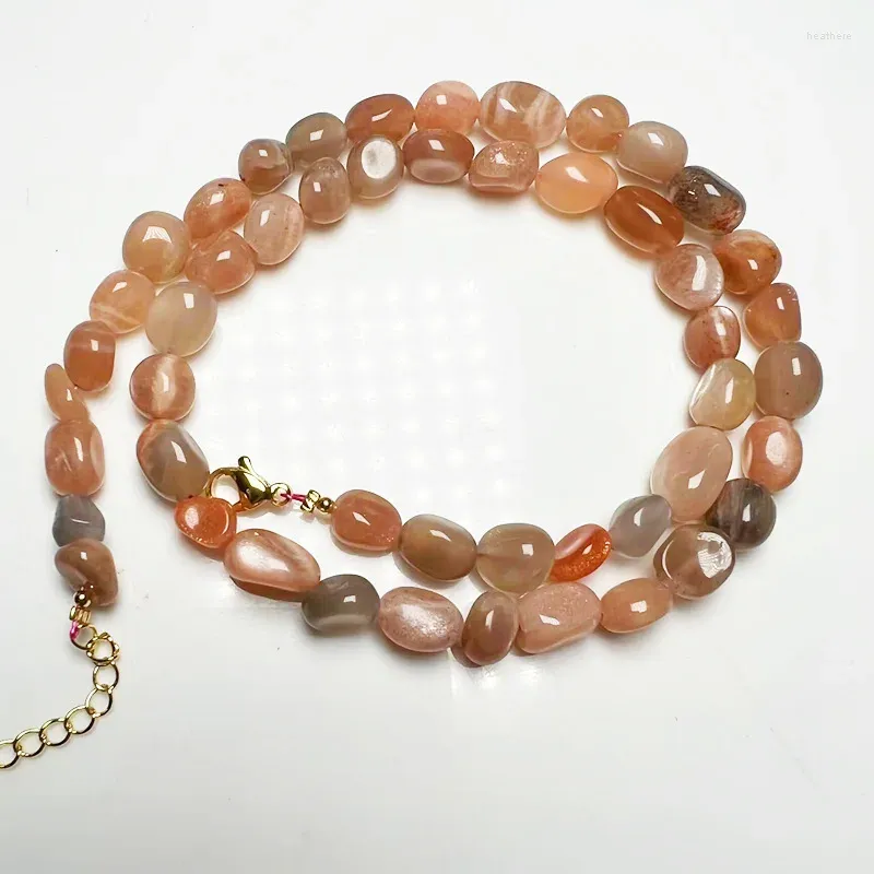 Hängen Sunstone Strawbery Quartz Amethyst Barock halsband 40 cm