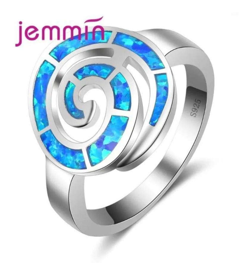 Küme halkaları Döner Yuvarlak Uykuda Bulunur ŞEKİL MYSTAL Blue Fire Opal Ring 925 Gümüş Takı Kadın Moda Yüzüğü19177755