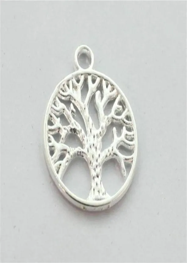 100PCS Silver Plated LIFE OF TREE Round Charm Pendents A12816SP202C256o8504611