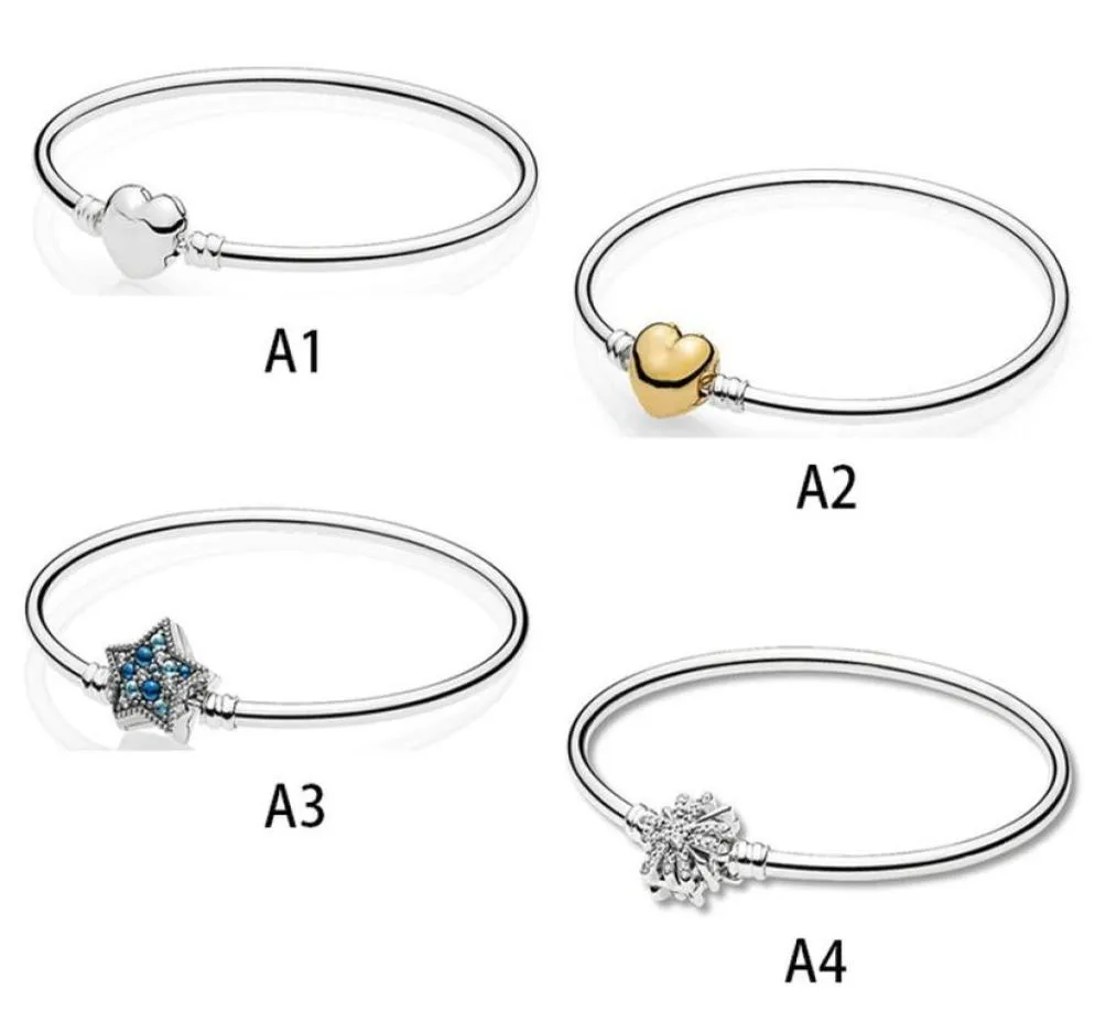 Designer smycken 925 silver armband charm pärla passform p fempointed stjärna snöflinga glidarmband pärlor europeisk stil charm3462525