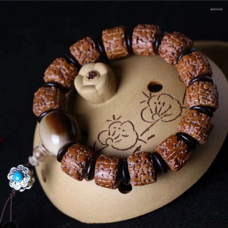 Charm-Armbänder Fünf Vajra, präzisionspoliert, 14 mm, rote Haut, hohe Dichte, untergetauchtes Wasser, Bodhi Wenwan Buddha-Perlen-Handschnur