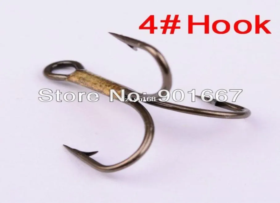500pcLot Fishing Tackle 2014 New fishing lure 4 Fishing Hook High Carbon Steel Treble Hooks Brown Color Fishing 1986560