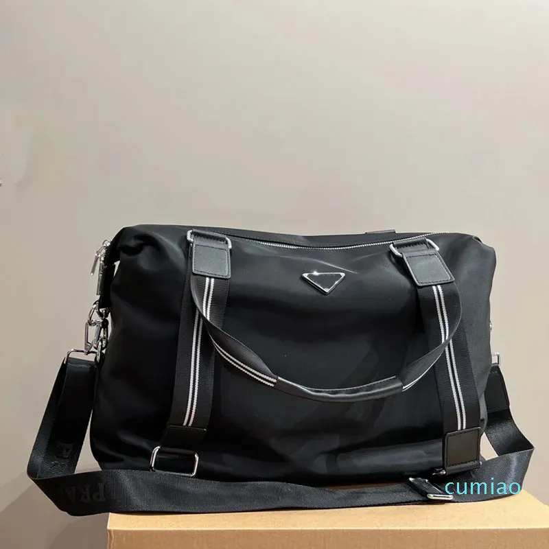 Saco de compras de viagem preto bolsa de nylon grande capacidade sacolas decoração de moda alça de couro zíper aberto de alta qualidade bolsas de grife masculinas