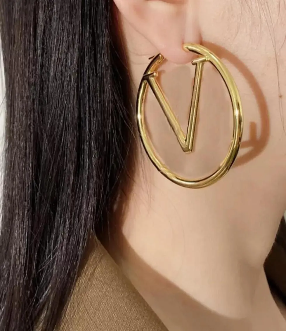 Женские серьги-кольца, золотые серьги с большим кругом, простые дизайнерские серьги1741352