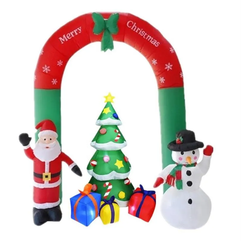 Kerstversiering 1Set Jaar Vrolijk Decor Voor Thuis Outdoor Winter Party Peperkoek Sneeuwpop Kerstman Boom Opblaasbare Arch299O
