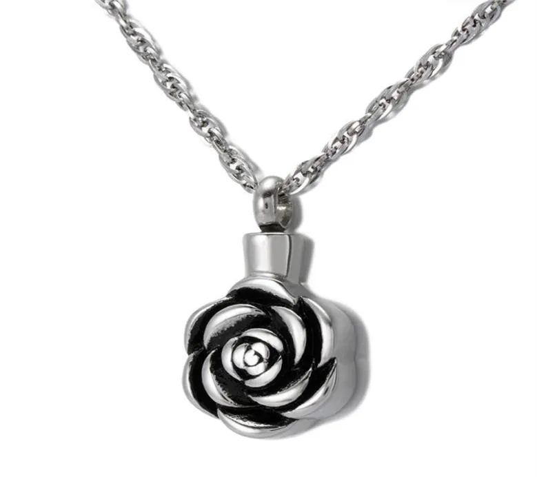 Crémation Jewelry Rose Urn Collier For Ashes KeepSake Memorial Pendant Lisquet en acier inoxydable Collier de souvenir imperméable 24786534971