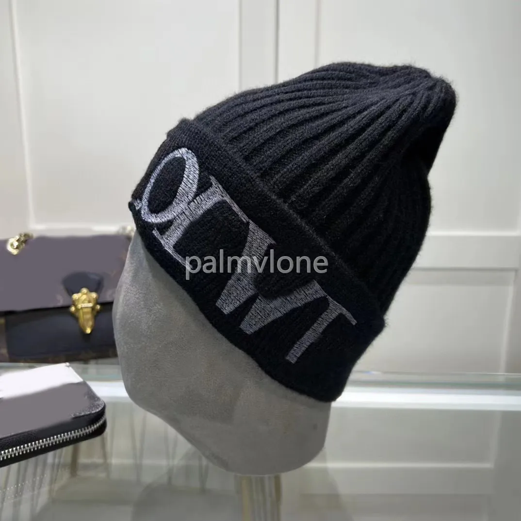 Högkvalitativ loewee hatt mode ull stickad hatt för kvinnor designer loewe beanie cap vinter kashmir vävd varm hatt för män födelsedagspresent lowewe beanie hatt