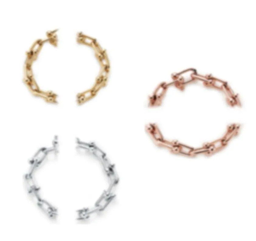 S925 Chaîne de liaison argentée Sterling Crystal U Boucle Bracelet Métal Bracelet Énoncé Gold Silver Link Pulseras Women039S 4623194