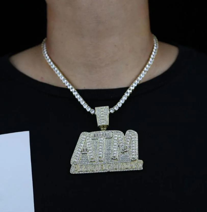 Kedjor hiphop smycken 2021 trend atm initial halsband för män guld färg 5a cz tenniskedjan pendent punk halsband pojkar rapper6233679