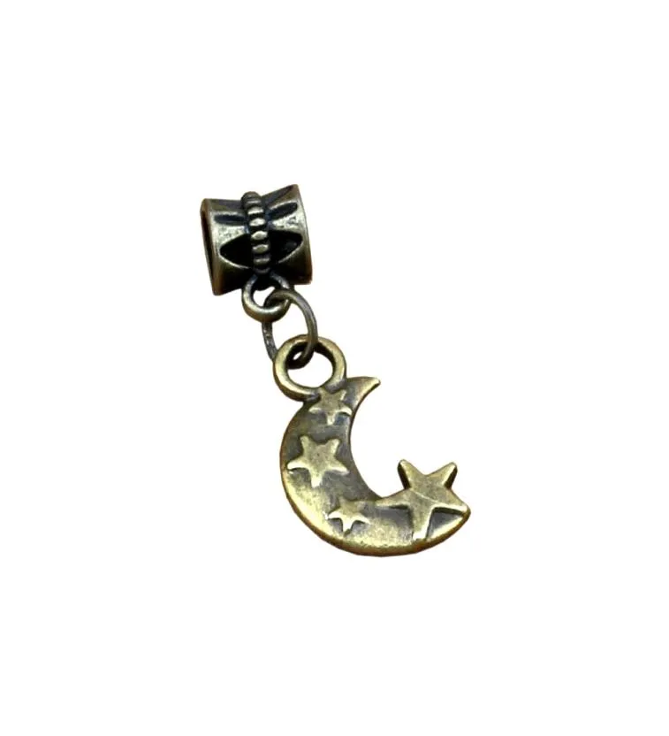 100 stuksslot Dangle Moon Stars Charm Groot Gat Kralen Voor Sieraden Maken Armband Ketting Bevindingen 11x305mm3300902