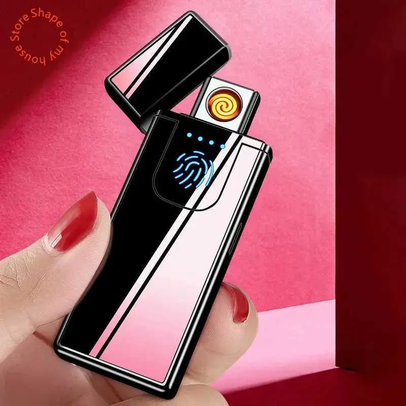 Electric USB Rechargeable Windproof Metal Lighter with Touch Sensing  Double-Sided Ignition, 78.5x30x11.5mm, 17g from Dhgate Lighters