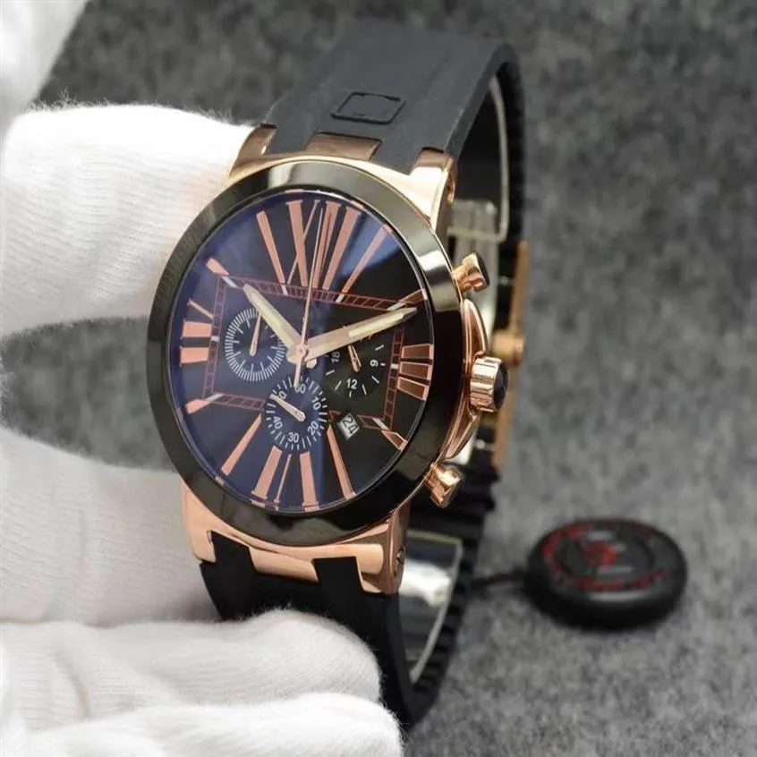 Reloj limitado negro Estilo individual Hora dual Exquisito Reloj para hombre Cronógrafo Cuarzo Romano Marine Diver Hispania Relojes para hombre Hamm249n