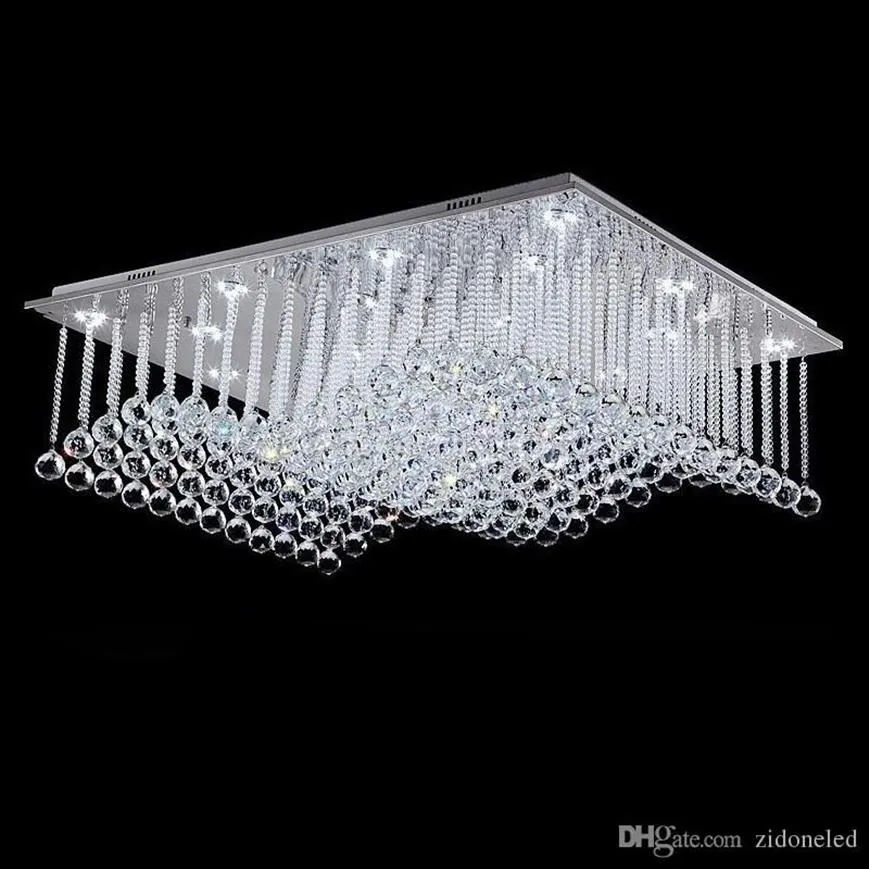 Moderne Kristall-Deckenleuchte, rechteckige Wellenkristalle, Kronleuchter, Beleuchtungskörper, Oberflächenmontage, Loyer GU10285T